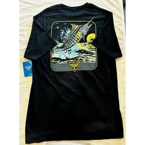 New Men's Columbia PFG Marlin Short Sleeve Shirt Navy Blue Size Large